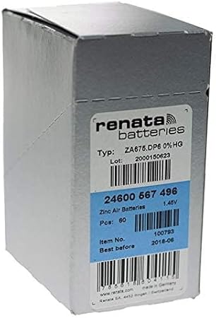 41iewSJ8SFL._AC_SY450_ Renata Size 675 Hearing Aid Batteries1.45volt - 10*6 Pack - Image 1