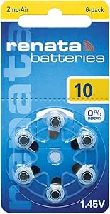 61ITOEOJcfL.__AC_SX300_SY300_QL70_ML2_ Renata Size 10 Hearing Aid Batteries1.45volt - 6 Pack - Image 1