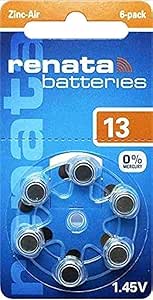 61m0C8ShbQL.__AC_SX300_SY300_QL70_ML2_ Renata Size 13 Hearing Aid Batteries1.45volt - 6 Pack - Image 1