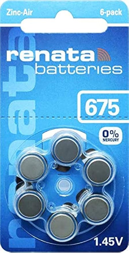 61xA-E1Bn1L._AC_SY879_ Renata Size 675 Hearing Aid Batteries1.45volt - 6 Pack - Image 1