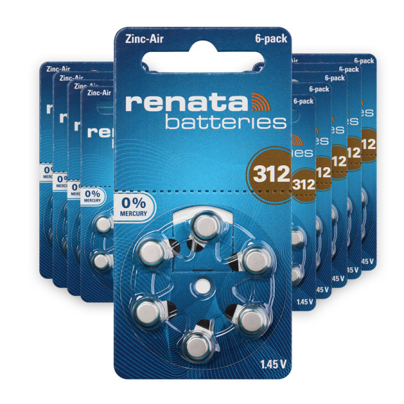 664e4e44589321.39341523.medium Renata Size 312 Hearing Aid Batteries1.45volt -10*6 Pack - Image 1