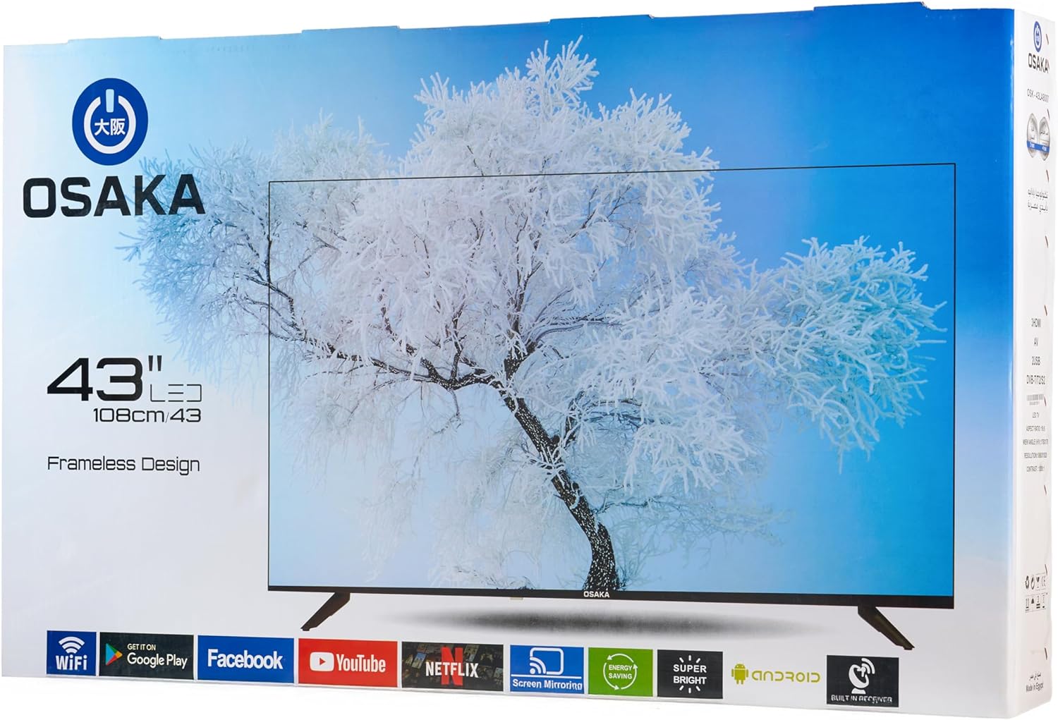 81JJJMI0A9L._AC_SL1500_ شاشه اوساكا سمارت 43 بوصة Frameless Design ,IPS Display,USB ,HDMI Ports, HD Resolution - Image 1